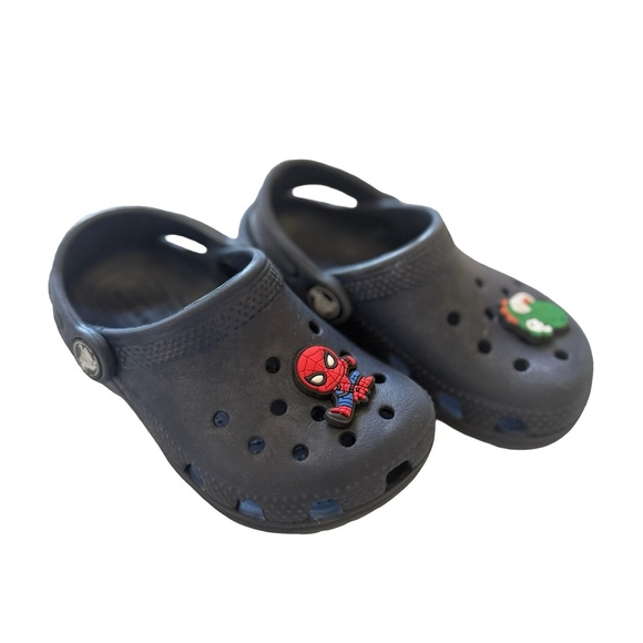 Crocs Navy Blue Clogs with Charms Size 8 Kids - Picture 4 of 7